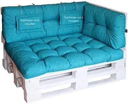 LILENO HOME Zestaw poduszek na palety antracytowe i zielone, dekoracyjne poduszki na palety 22 x 35 cm, poduszki na meble z palet, do użytku na zewnątrz, jako poduszka do siedzenia na meble z palet