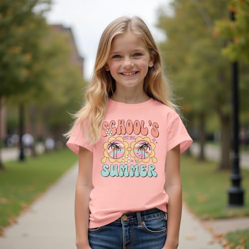 Girls School's Out for Summer Shirt Last Day of School T-Shirt Kids Funny Graphic Summer Break Short Sleeve Tees Tops2