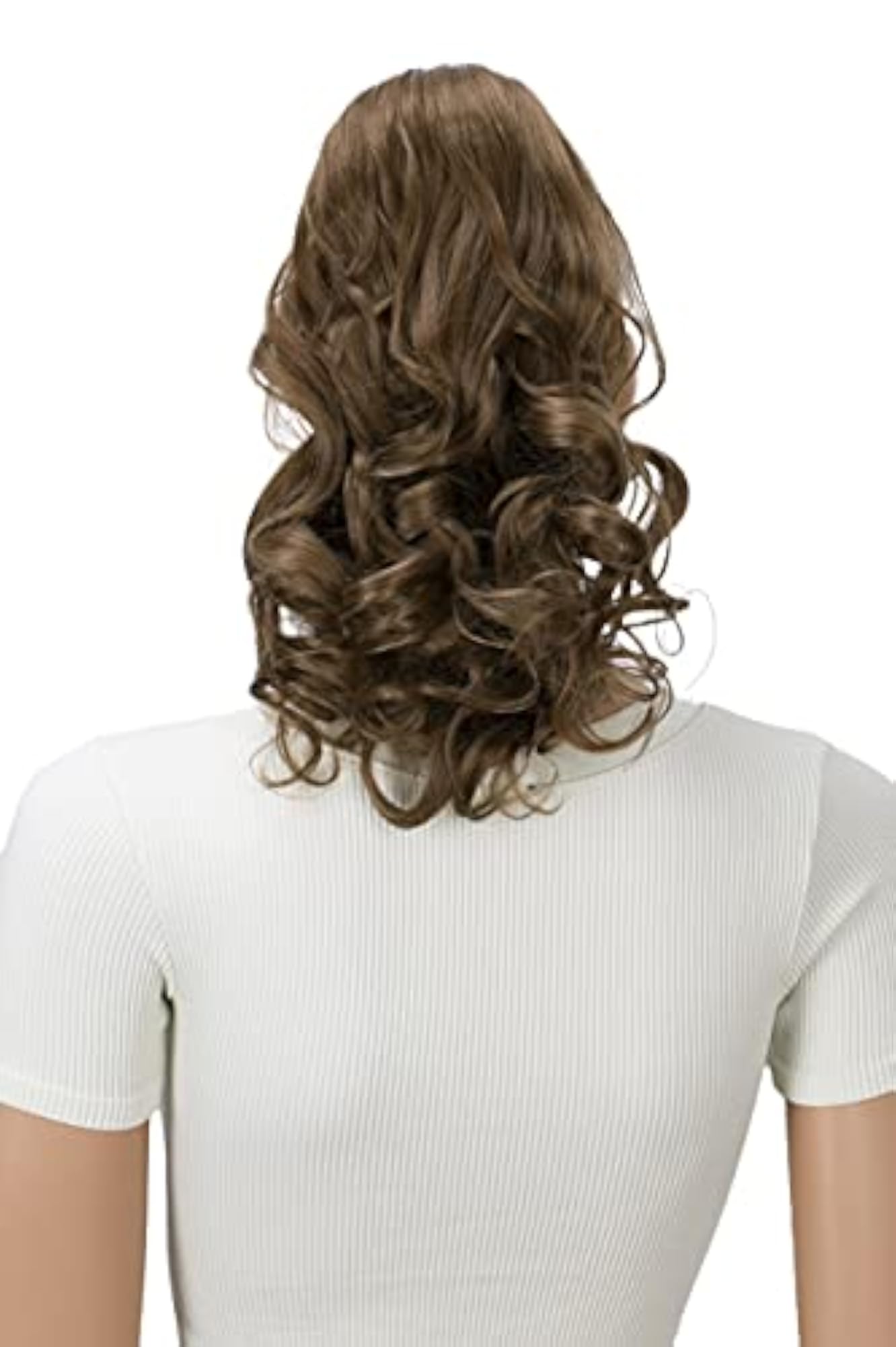 16" Curly Brown Clip-On Ponytail Extension, Heat-Resisting