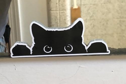 Peeking Sneaky Cat Sticker Funny Vinyl Waterproof, 5in - Yeti Cup Cooler Box Decal Car Laptop Wall (C) - Thumbnail 3