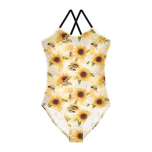 Toddler Girl Swimsuit 1-Piecing Bathing Suits for Girls Toddler Girl Swim Suit Beach Swimwear Vintage Sunflowers