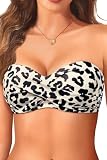 Bandeau Bikini Tops for Women - Strapless Swim Top Only Twis...