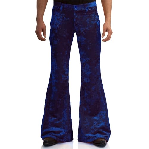 Image of EVEDESIGN Mens Bell Bottom Velvet Pants 60s 70s Disco Outfits for Men Vintage Flared Jeans