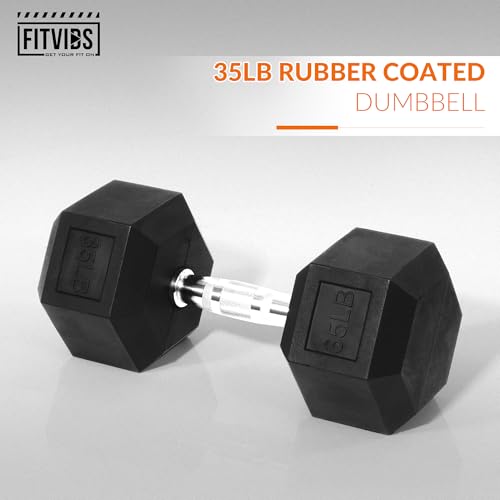 Image of Fitvids 35LB Single Hex Dumbbells Rubber Coated Hand Weights for Exercises and Fitness