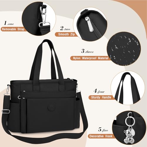 TEUEN Handtasche Damen Mittelgroß, Leichte Henkeltaschen Nylon Tote Bag mit Reißverschluss Damen-Umhängetasche Shopper Crossbody Schultertaschen für Arbeit Reisen Büro Einkaufen Schule