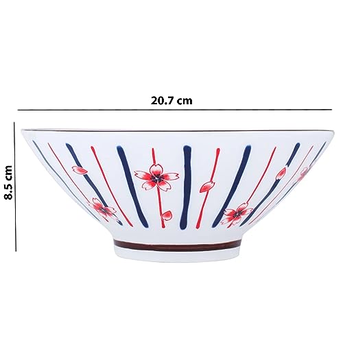 Image of Ramen Bowl 1100 ml Asian Japanese Soup Pho Set Large Noodle Bowl Microwave Safe Ramen Bowl Set (Set of 4)