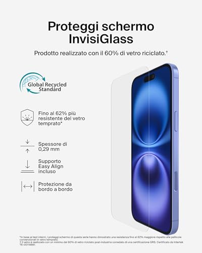 Belkin Screenforce Invisiglass Pellicola Protettiva Per Iphone 16 Plus, Pellicola Antigraffio, Easy Align Per Applicazione Senza Bolle, Vetro Riciclato Per Iphone 16 Plus, Iphone 15 Plus, 14 Pro Max - 4
