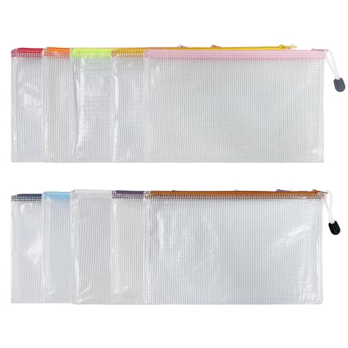 TotePrint PVC 10 pacotes de pastas de envelope, transparente à prova d'água com zíper para organiza