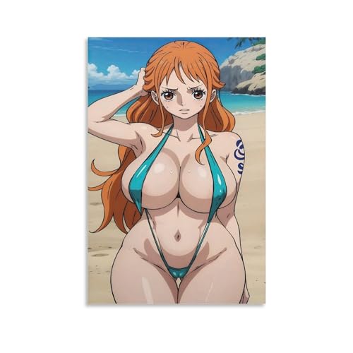 generic Sexy Anime Girl Nami in Bikini on Beach Paintingts Prints Poster Canvas Wall Art Room Decor P-1 12x18inch(30x45cm) Unframe-style