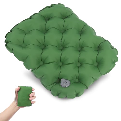 Inflatable Air Cushion Seat, Portable Travel seat Cushion for Camping, Office Chair, and Long Sitting, Foldable and Lightweight seat Pad for Comfort and Pressure Relief (green)