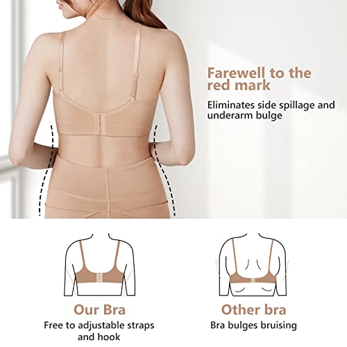 Omisy 4 Pack Bras for Women No Underwire, Padded Sport Bra Support, Comfort Wireless Bralette Adjustable Straps and Hook2