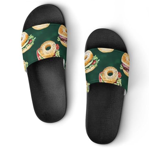 Bagel Sandwiches House Slippers for Women Men Personalized Shower Shoes Sandals Slides