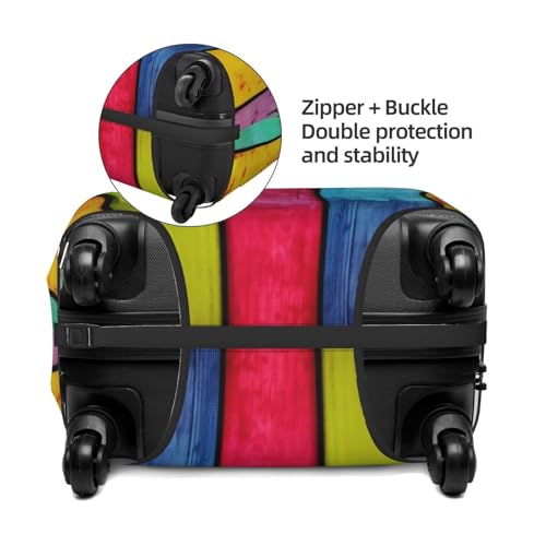 Colored Wooden Board Print Luggage Suitcase Covers Elastic Washable Luggage Protector Luggage Covers For Suitcase4