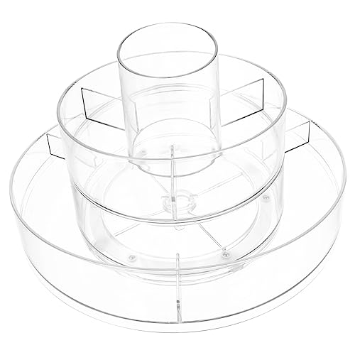 Ipetboom 360Degree Rotating Makeup Organizer Dual Cosmetics Rack for Vanity Office Durable Pet Material for Skincare Display Lipstick Storage Space Saving Design