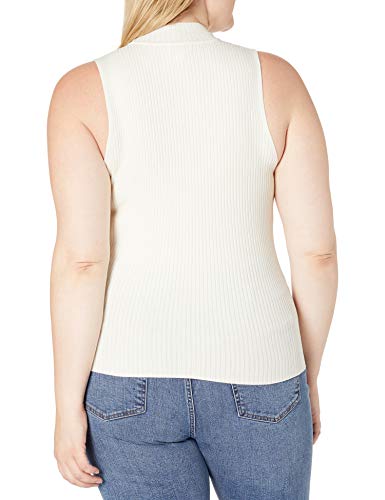The Drop Women's Karolina Sleeveless Mock Neck Rib Sweater , Ivory, S #TOP6