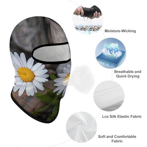 Balaclava para Esquí Máscara Facial Completa Protección Solar Capucha con Dibujos de Margaritas y Roca para Verano, Malla de Cuello Refrescante, Balaclavas para Ciclismo, Protector UV para Cabeza para Hombres y Mujeres miniatura 3