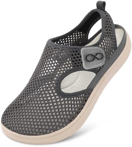 JOINFREE Womens Closed Toe Sandals Mesh Breathable Summer Beach Shoes Lightweight Slip On Walking Sneakers with Arch Support Non Slip Rubber Sole for Outdoor Travel Dark Grey Size 9.5