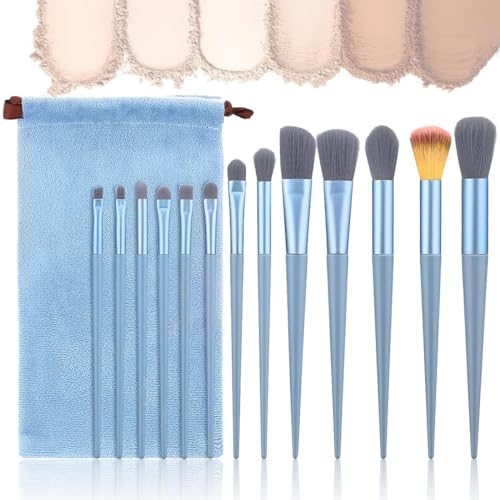 MKVZIYE Pinceles de Maquillaje 13-Piezas Set Cara y Ojos, Set de Pinceles de Maquillaje Profesional, Pinceles de Maquillaje Sintéticos para Contorno, Rubor, Sombras, Correctores, Base de Maquillaje.