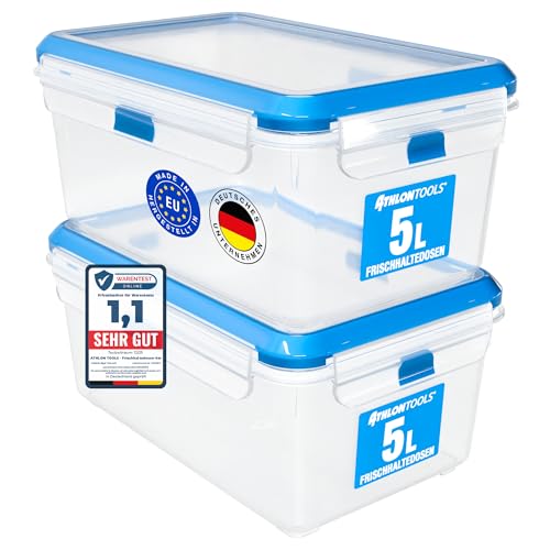 ATHLON TOOLS 2x 5L Frischhaltedosen-Set in Gastro-Qualität - 100% luftdicht und auslaufsicher -40 bâ€¦ – Miniatur