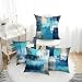 Aowced Throw Pillow Covers Set of 4, Teal and Gray Abstract Art Painting Home Decorative Throw Pillow Cases Cushion Covers Pillowcases for Sofa Couch Bed Chair, 18x18 Inch