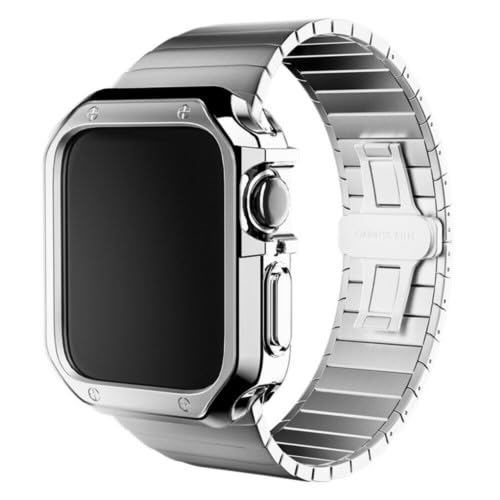 Bracelet Apple Watch Ultra 49mm métal argenté et coque silicone