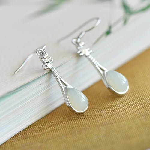 Boucles d'oreilles de Drop Hetian Jade S longues boucles d'oreilles