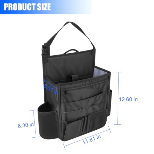 Sandfren Car Front Seat Organizer, Multi-Pocket Vehicle Hanging Passenger Back Seat Storage Bag with Adjustable Straps, Automotive Interior Storage Organizer, Universal for SUV RV Truck