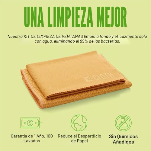 Kit de limpieza de ventanas y cristales con microfibra e-cloth sin rayas 5