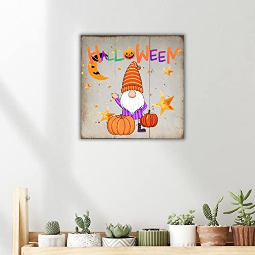 Décoration murale moderne en bois Halloween avec étoiles