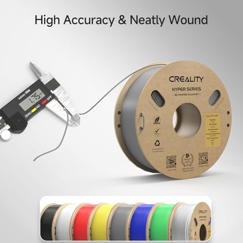 Image of CREALITY Hyper PETG Filament 1.75mm 3D Printer Filament, Up to 600mm /s High Speed Rapid PETG, 1kg (2.2lb) Neatly Wound Cardboard Spool, Dimensional Accuracy ±0.03mm, Fit for Most 3D Printers, Grey