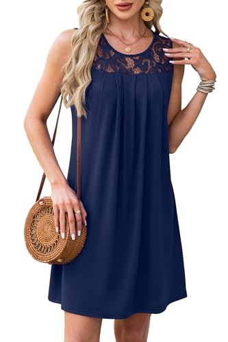 Image of BKRIVE Womens Lightweight Sleeveless Summer Dresses | Lace Yoke Neckline, Figure-Flattering for All Shapes - Ideal Beach Cover-Up & Hot-Weather Travel Essential