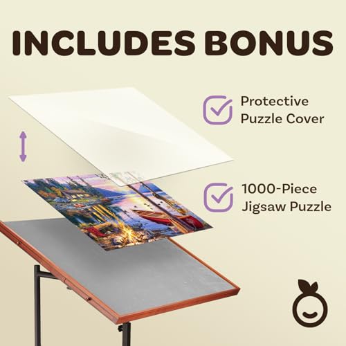 JoyBerri Jigsaw Puzzle Table/Rolling Puzzle Desk - 1500 Piece Puzzle Board with Bonus Puzzle/Portable Jigsaw Puzzle Tables with Drawers and Legs - Height Adjustable for Adults and Kids - Thumbnail 2