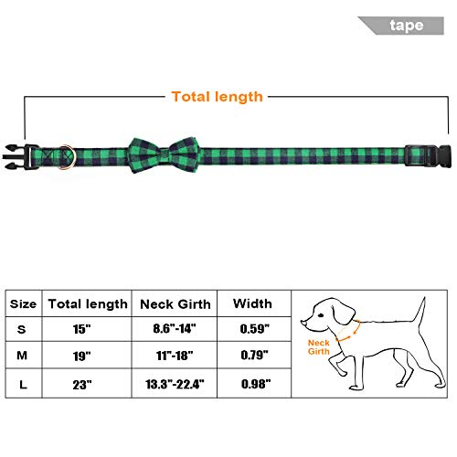Dog Bow Tie, Vaburs Dog Cat Collar With Bow Tie Buckle Light Plaid Dog Collar For Dogs Cats Pets Soft Comfortable,Adjustable (S, Green) #TOP1