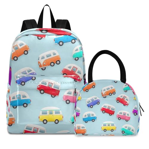 Sac à dos avec sac à déjeuner bleu pour ranger repas et cahiers enfant