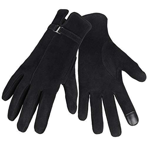 Winter Gloves for Women Touch Screen Deerskin Leather Warm Cashmere Lining Thermal in Cold Weather