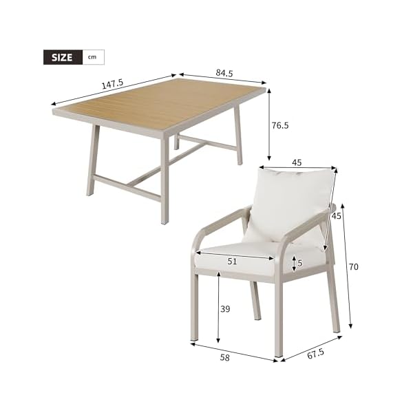 Patioco Essgruppe Seilgeflecht für 6 Personen Khaki