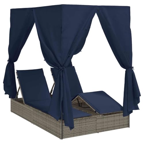 Genérico Tumbona Doble con techito Gris 205 x 129 x 200 cm ratán PE,Mobiliario,Muebles de jardín,Camas para Exteriores,Gris,44 kg,3376134