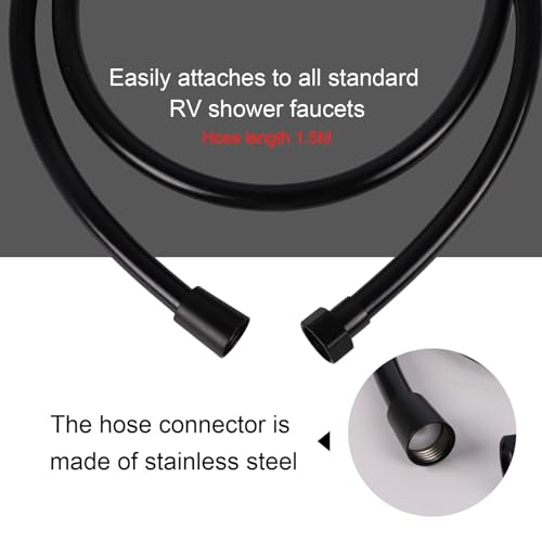 Image of RV Shower Head with Hose Camper Shower Head RV Shower Faucet Stainless Steel Connector Three Function High Pressure for Travel Trailer Camper Van