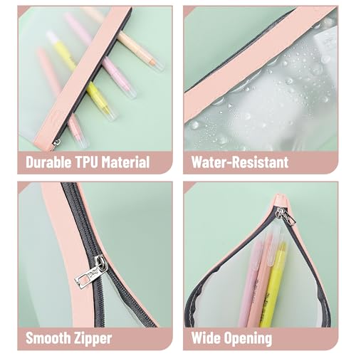 Image of Mr. Pen- Clear Pencil Pouch, 8.50 inchx4.25 inch, 3 Pack, Durable TPU Material | Medium Water-Resistant Pencil Bags with Smooth Zipper, Multipurpose Clear Pouch for Stationery, School, Office