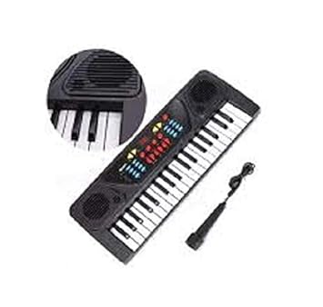 Rubela kids toys electronic musical instruments 37 keys toy music piano keyboard with microphone 37 keys piano-Black