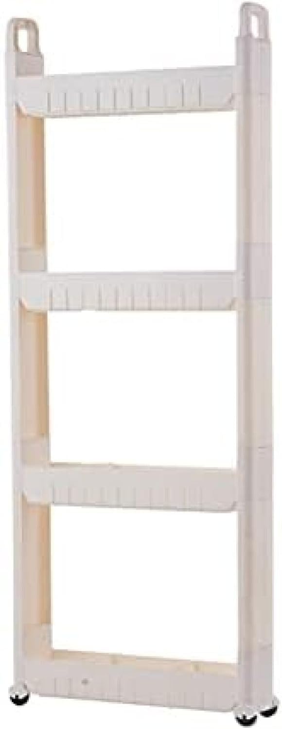 Carrello Portaoggetti con Ruote da 10 Cm, Portaoggetti Stretto per Bagno, Carrelli da Cucina su Ruote, Portaoggetti Laterale Ultra-Stretto, Ivory, 3 Layers-1