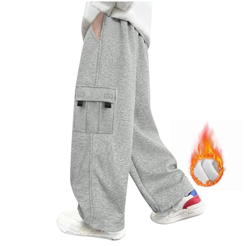 Toddler Boy Girl Padded Pants Solid Drawstring Loose Pants Unisex Kids Casual Joggers Elastic Waist Cargo Sweatpants