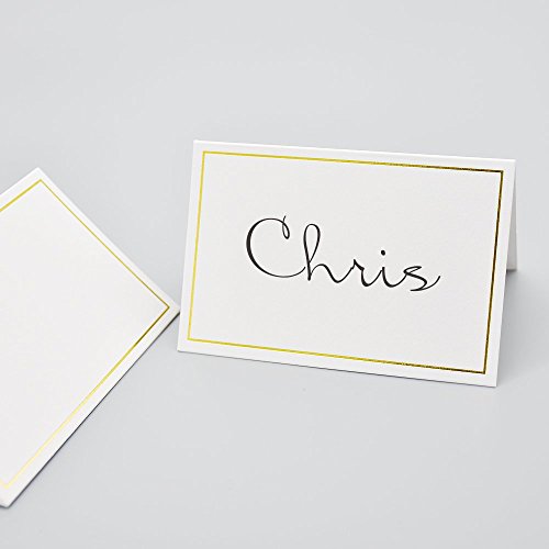 50 Pcs Place Cards With Gold Foil Border - Texture Table Tent Cards Seating Place Cards For Weddings Banquets Dinner Parties 2.5" X 3.75" (Border - Gold) #TOP1