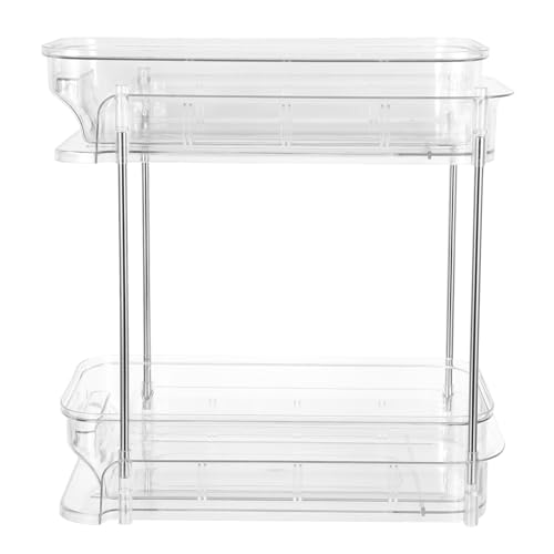 JECOMPRIS Organisateur Coulissant Transparent en Pet Épais à Deux Niveaux pour Placard sous Évier, Étagère de Rangement Multifonctionnelle Cuisine et Salle de Bain, Tiroir Coulissant