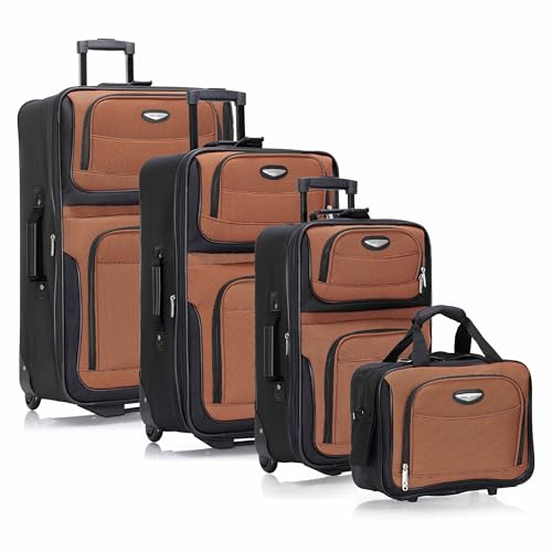 Image of Travel Select Amsterdam Softside Expandable Luggage with Rolling Wheels, Orange, 4-Piece Set (15 /21 /25 /29)