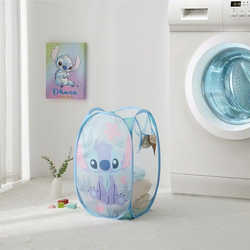 Image of Disney Stitch Pop Up Hamper - Collapsible Laundry Basket with Durable Carry Handles - 21'' x 13.5'' - Lightweight Storage Bin for Kids, Nursery, Bedroom & Toys