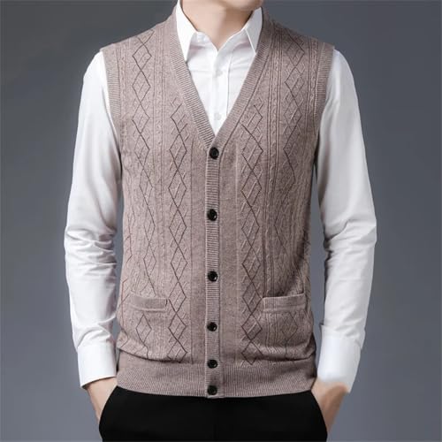 Men's Knitted Vest Cardigan Fall Winter Sleeveless V-Neck Single-Breasted Sweater Waistcoat for Layering3