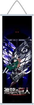 hanaiette 1pc Premium Wall Art Hanging Poster,Attack On Titan Canvas Painting with Scroll Wood Hanger Decor For anime lovers style1