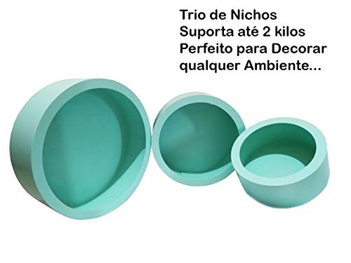 Kit Trio de Nicho Redondo Verde Infantil Decorativo