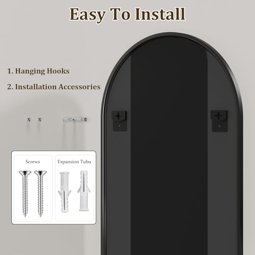 Image of HARRITPURE Arched Bathroom Mirror - 30 inchx48 inch Black Large Wall Mounted Vanity Mirror Aluminum Alloy Frame Arch Wall Mirror for Living Room, Bedroom, Entryway